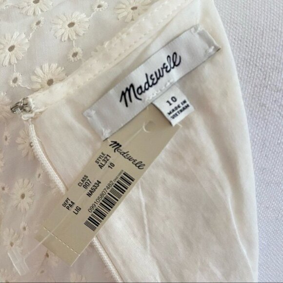 Madewell Eyelet Tassle Tie Cream Dress Sz 10 NWT Peasant Cottage Core Boho - Picture 11 of 12